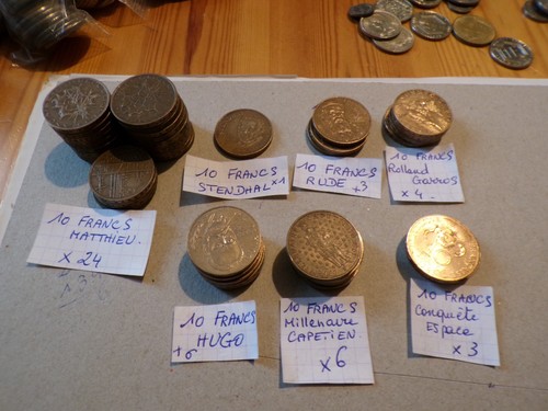 Francs lot 75 pièces - 10,