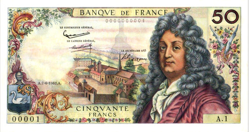 Lot billets franc - 8, en
